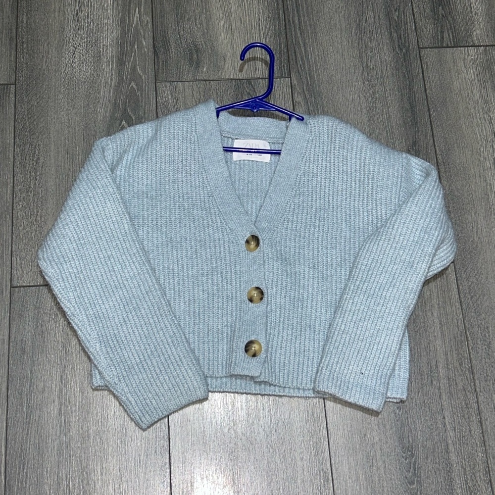Girls Zara blue cardigan sweater size 9-10Y